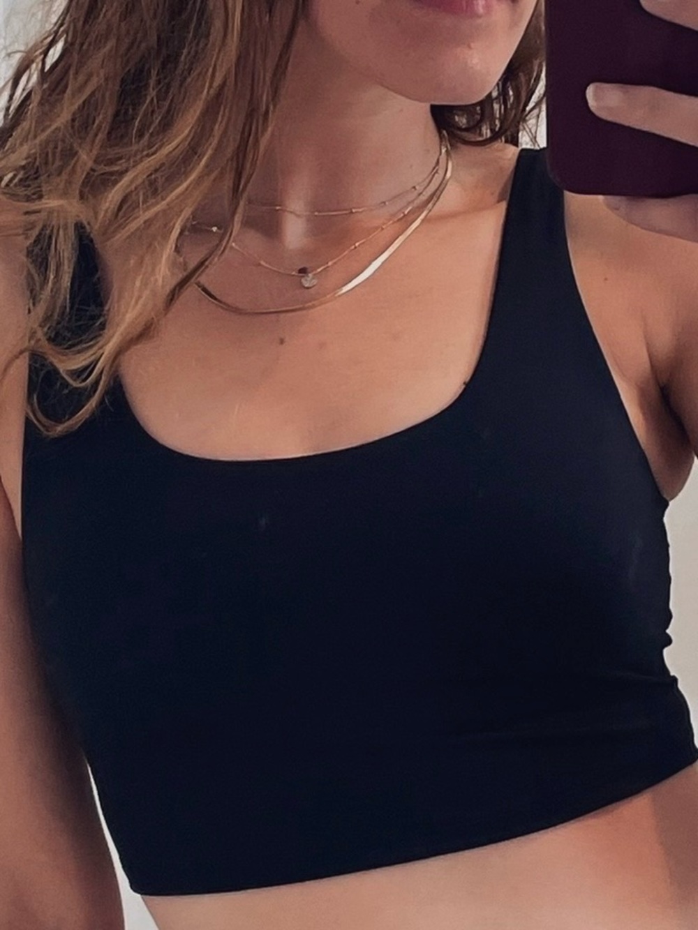 GapFit Black Scoop Neck Cropped Tank Top with Built-In Bra